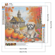 Load image into Gallery viewer, Diamond Painting - Full Round - Autumn Pumpkins and Cats and Dogs (40*40CM)
