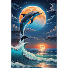 Load image into Gallery viewer, Diamond Painting - Full Round - Whale under the moon (40*60CM)
