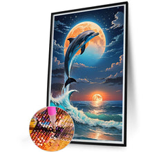 Load image into Gallery viewer, Diamond Painting - Full Round - Whale under the moon (40*60CM)
