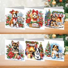 Load image into Gallery viewer, 6Pcs Christmas Dogs DIY Diamond Painting Card Diamond Drawing Greeting Card
