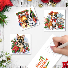 Load image into Gallery viewer, 6Pcs Christmas Dogs DIY Diamond Painting Card Diamond Drawing Greeting Card
