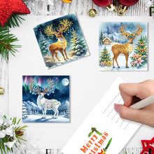 Load image into Gallery viewer, 6Pcs Christmas Reindeer DIY Diamond Painting Card Diamond Drawing Greeting Card
