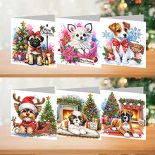 Load image into Gallery viewer, 6Pcs Christmas Dogs DIY Diamond Painting Card Diamond Drawing Greeting Card
