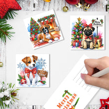 Load image into Gallery viewer, 6Pcs Christmas Dogs DIY Diamond Painting Card Diamond Drawing Greeting Card
