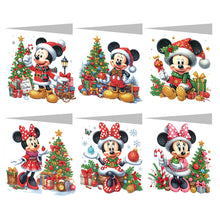 Load image into Gallery viewer, 6Pcs Christmas Mickey Minnie DIY Diamond Painting Card Diamond Drawing Card
