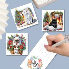 Load image into Gallery viewer, 10Pcs Merry Christmas Cats Diamond Painting Handmade Card for Adults Kids
