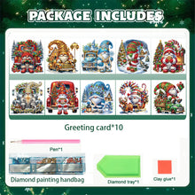 Load image into Gallery viewer, 10Pcs Merry Christmas Gnome Diamond Painting Handmade Card for Adults Kids
