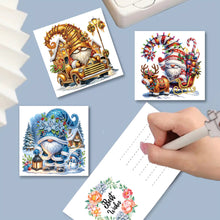 Load image into Gallery viewer, 10Pcs Merry Christmas Gnome Diamond Painting Handmade Card for Adults Kids
