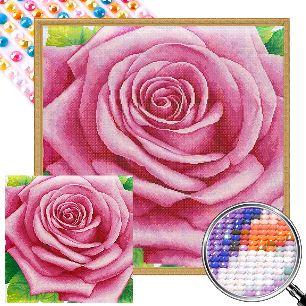 AB Diamond Painting - Full Round - Pink rose (45*45CM)