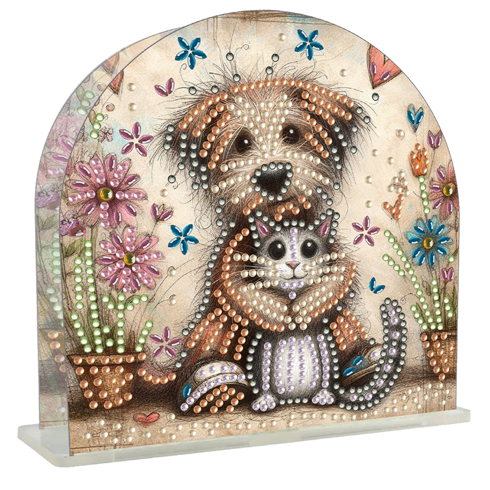 Acrylic Cats Dogs Diamond Painting Paper Towel Holder for Home Art Crafts