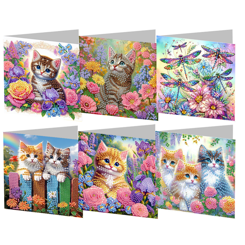 6Pcs Animals Diamond Drawing Card Diamond Painting Greeting Card for Adults Kids