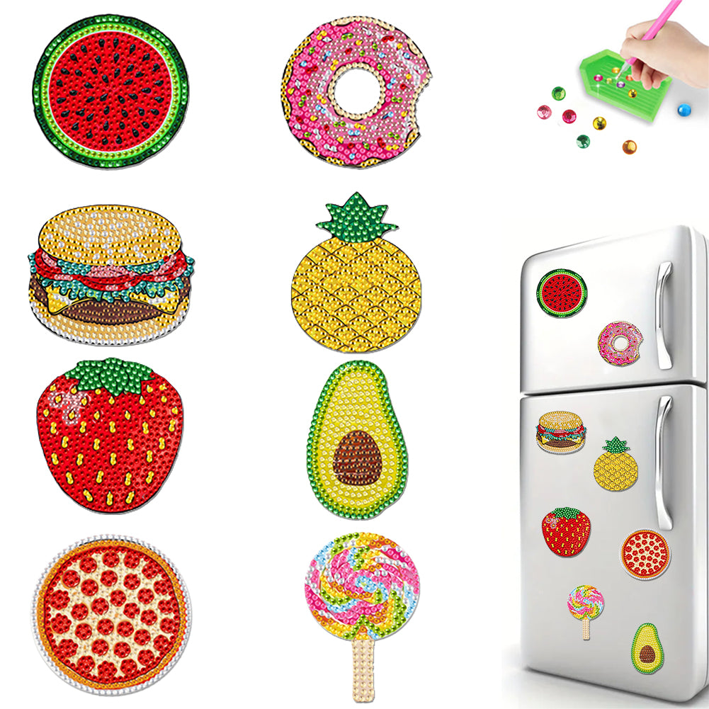 8Pcs Acrylic Cute Owl Diamond Painting Refrigerator Magnet for Car Mailbox Decor