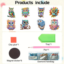 Load image into Gallery viewer, 8Pcs Acrylic Cute Owl Diamond Painting Refrigerator Magnet for Car Mailbox Decor
