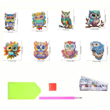 Load image into Gallery viewer, 8Pcs Acrylic Cute Owl Diamond Painting Refrigerator Magnet for Car Mailbox Decor
