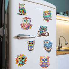 Load image into Gallery viewer, 8Pcs Acrylic Cute Owl Diamond Painting Refrigerator Magnet for Car Mailbox Decor
