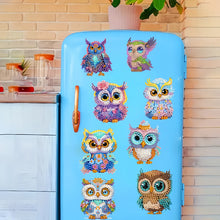 Load image into Gallery viewer, 8Pcs Acrylic Cute Owl Diamond Painting Refrigerator Magnet for Car Mailbox Decor
