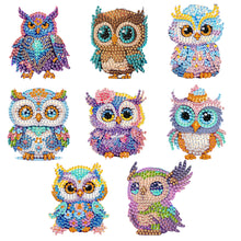 Load image into Gallery viewer, 8Pcs Acrylic Cute Owl Diamond Painting Refrigerator Magnet for Car Mailbox Decor
