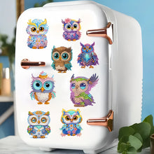 Load image into Gallery viewer, 8Pcs Acrylic Cute Owl Diamond Painting Refrigerator Magnet for Car Mailbox Decor
