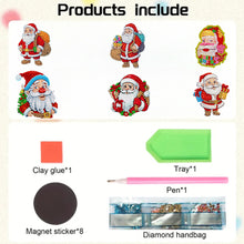 Load image into Gallery viewer, 8Pcs Acrylic Xmas Tree Snowman Diamond Art Magnets Decals for Fridge Whiteboards
