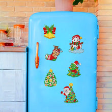 Load image into Gallery viewer, 8Pcs Acrylic Xmas Tree Snowman Diamond Art Magnets Decals for Fridge Whiteboards
