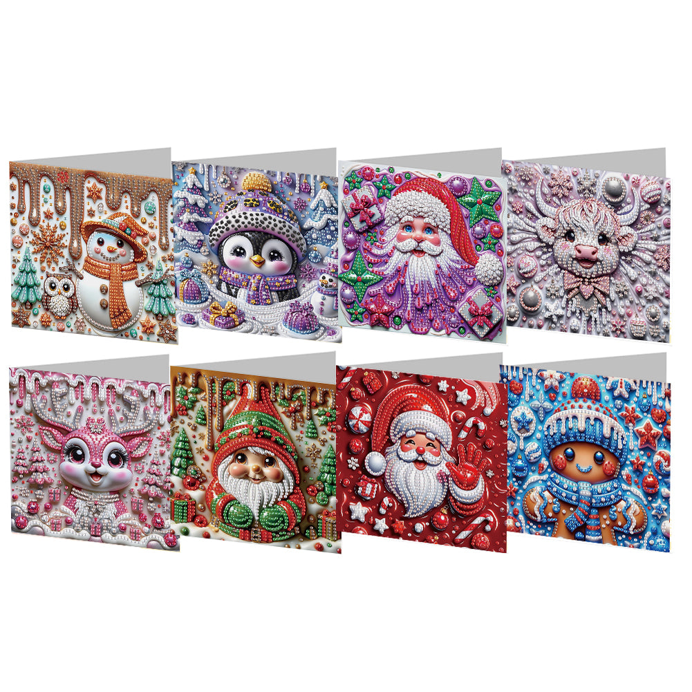 8Pcs Christmas DIY Diamond Painting Card Diamond Daily Wish Card for Adults Kids