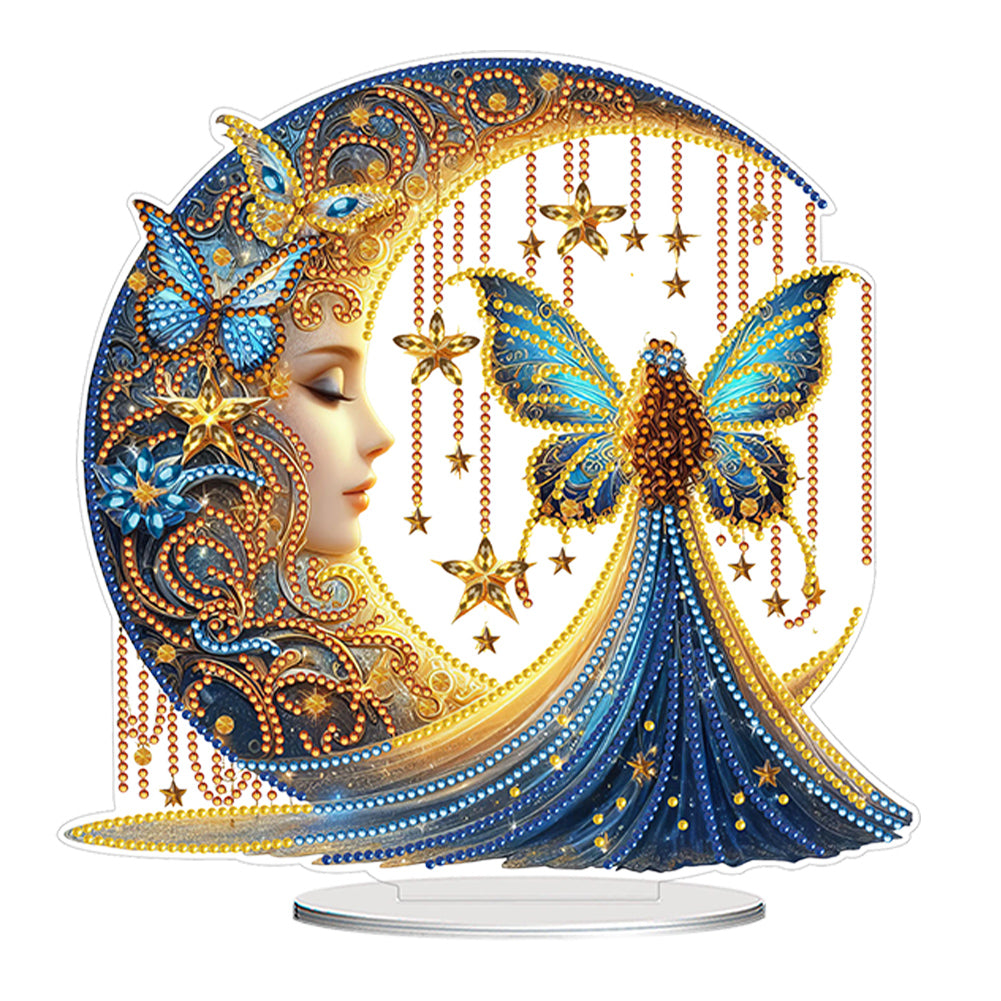 Acrylic Special Shape Moonlight Goddess Table Top Diamond Painting Ornament Kits