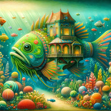 Load image into Gallery viewer, Diamond Painting - Full Round - House and fish (40*40CM)
