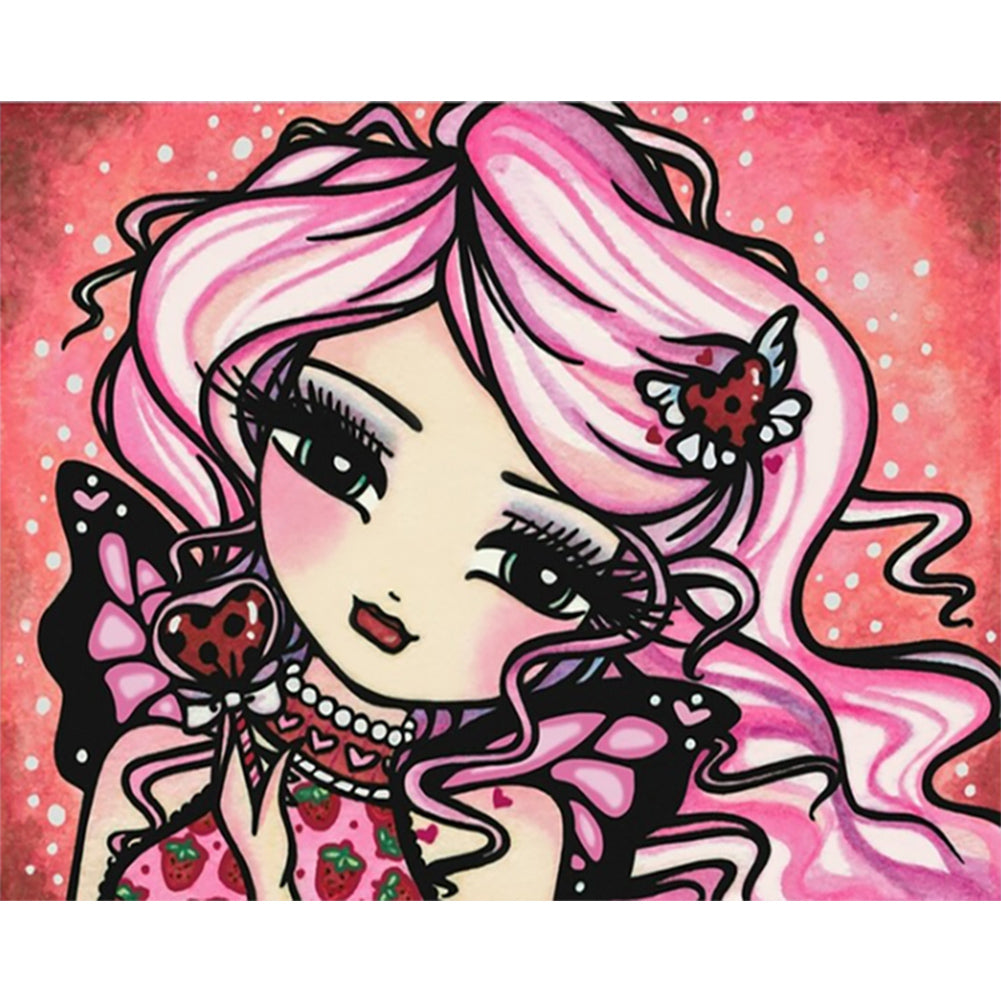 Diamond Painting - Full Round - Pink-haired girl (50*40CM)