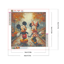 Load image into Gallery viewer, Diamond Painting - Full Round - Mickey and Minnie under the fallen leaves (40*40CM)
