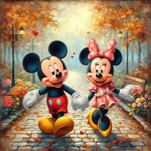 Load image into Gallery viewer, Diamond Painting - Full Round - Mickey and Minnie under the fallen leaves (40*40CM)
