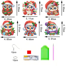 Load image into Gallery viewer, 6 Pairs Double Sided Christmas Owl Diamond Painting Earrings for Women Girls
