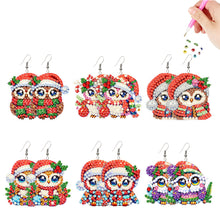 Load image into Gallery viewer, 6 Pairs Double Sided Christmas Owl Diamond Painting Earrings for Women Girls
