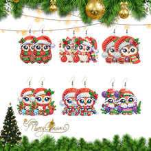 Load image into Gallery viewer, 6 Pairs Double Sided Christmas Owl Diamond Painting Earrings for Women Girls
