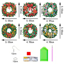 Load image into Gallery viewer, 6 Pairs Double Sided Christmas Wreath Diamond Painting Earrings Jewelry
