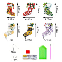 Load image into Gallery viewer, 6 Pairs Double Sided Christmas Socks Diamond Painting Earrings for Women Girls
