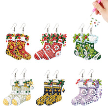 Load image into Gallery viewer, 6 Pairs Double Sided Christmas Socks Diamond Painting Earrings for Women Girls
