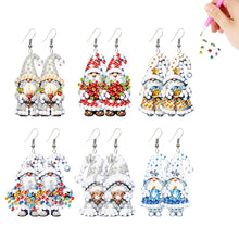 Load image into Gallery viewer, 6 Pairs Double Sided Christmas Gnome Diamond Painting Earrings for Women Girls
