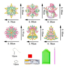 Load image into Gallery viewer, 6 Pairs Double Sided Christmas Snowflake Diamond Painting Earrings Jewelry
