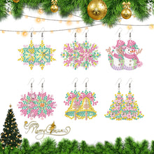 Load image into Gallery viewer, 6 Pairs Double Sided Christmas Snowflake Diamond Painting Earrings Jewelry

