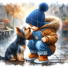 Load image into Gallery viewer, Diamond Painting - Full Round - Child and puppy (40*40CM)
