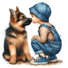 Load image into Gallery viewer, Diamond Painting - Full Round - Child and puppy (40*40CM)
