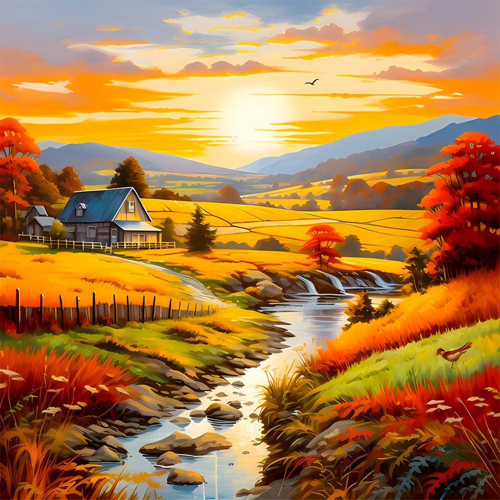 Diamond Painting - Full Round - Village forest (40*40CM)