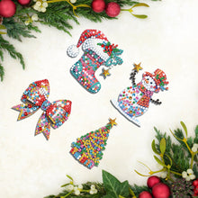 Load image into Gallery viewer, 4Pcs Acrylic Special Shaped Christmas DIY Diamond Art Brooch Kit for Women Girls
