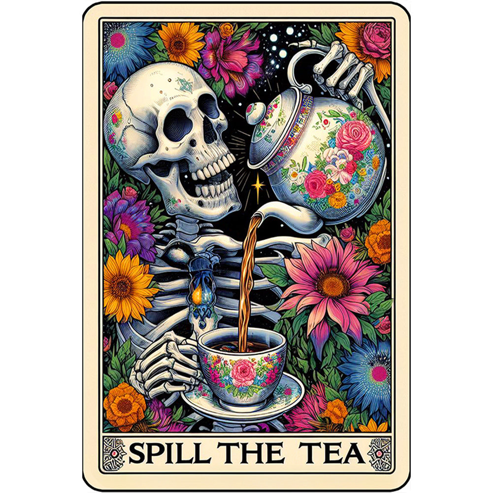 Diamond Painting - Full Round - Skull Drinking Tea Tarot (40*60CM)