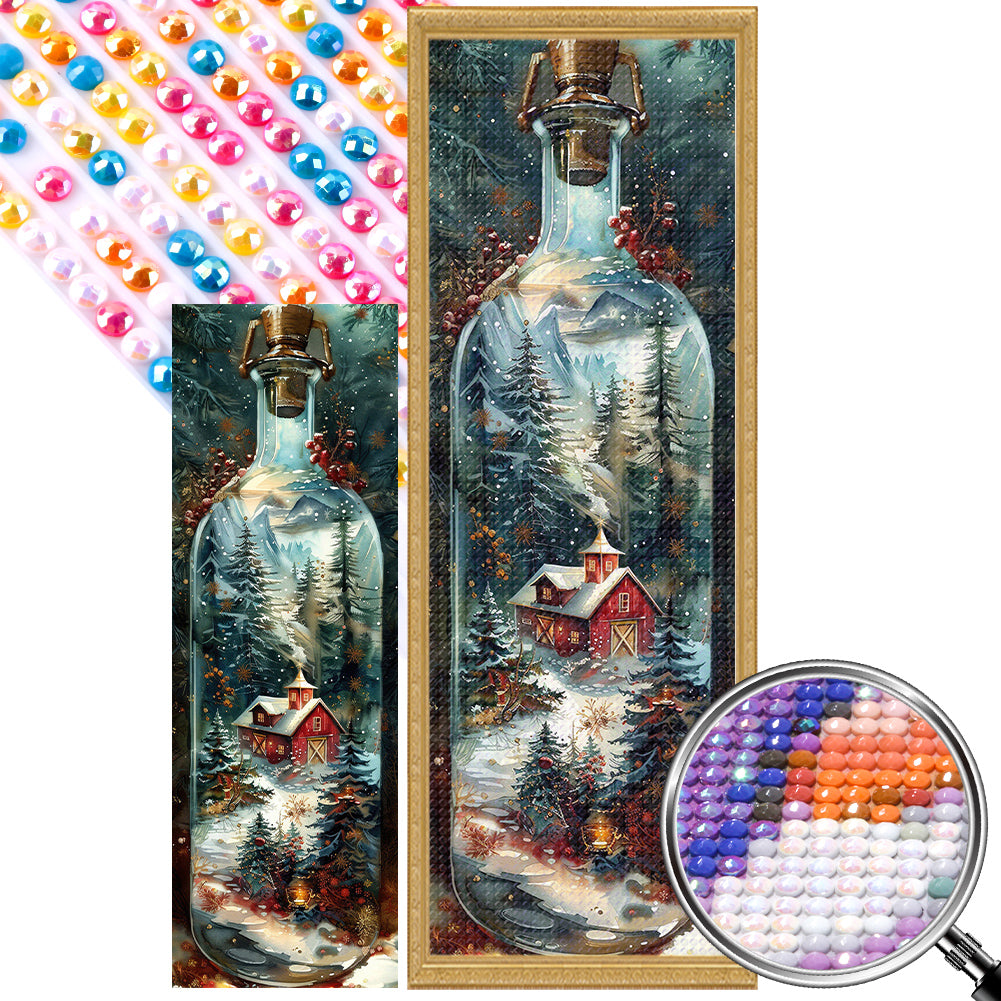 AB Diamond Painting - Full Round - Winter cabin glass bottle (30*90CM)