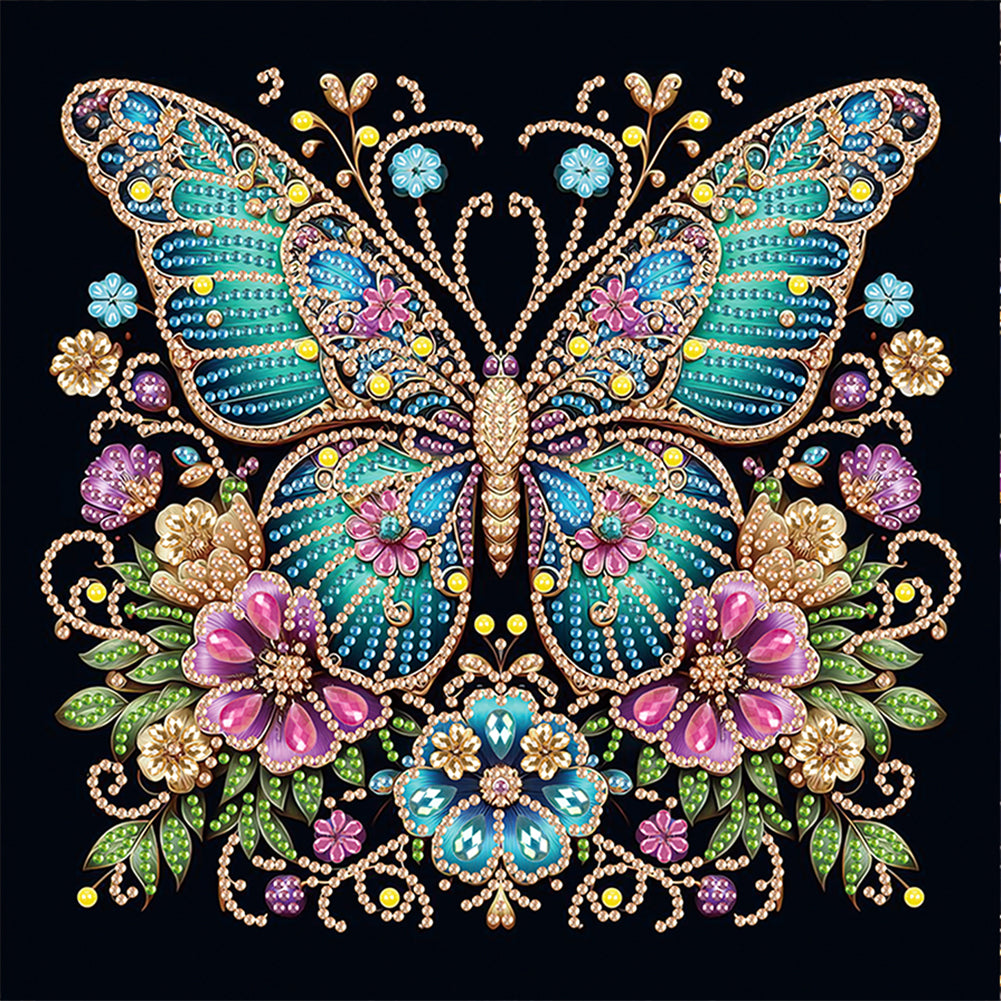 Diamond Painting - Partial Special Shaped - Black background butterfly (30*30CM)