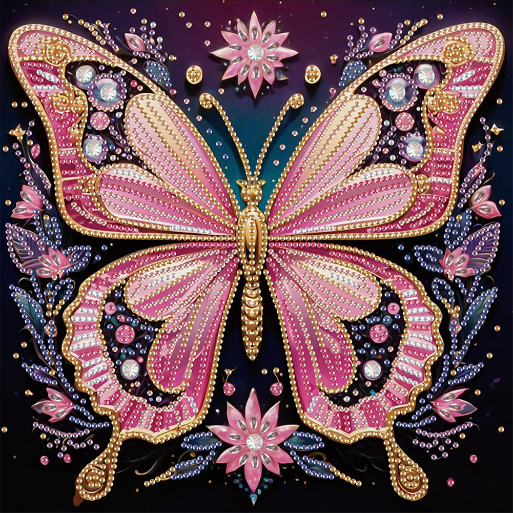 Diamond Painting - Partial Special Shaped - Black background butterfly (30*30CM)