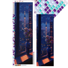 Load image into Gallery viewer, Diamond Painting - Full Round - Late night window vase and Tokyo Skytree in Japan (30*90CM)
