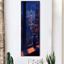 Load image into Gallery viewer, Diamond Painting - Full Round - Late night window vase and Tokyo Skytree in Japan (30*90CM)
