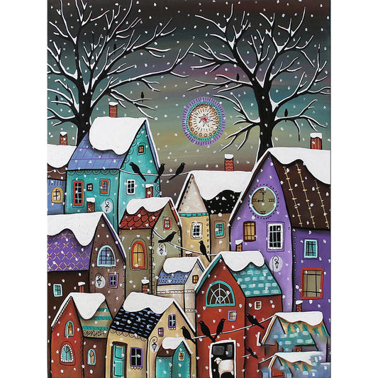 Diamond Painting - Full Round - Snowy night village (30*40CM)